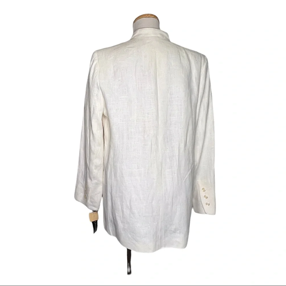 Harvé Benard By Benard Holtzman Vintage Womens Linen Kimono Jacket Ivory Size 10